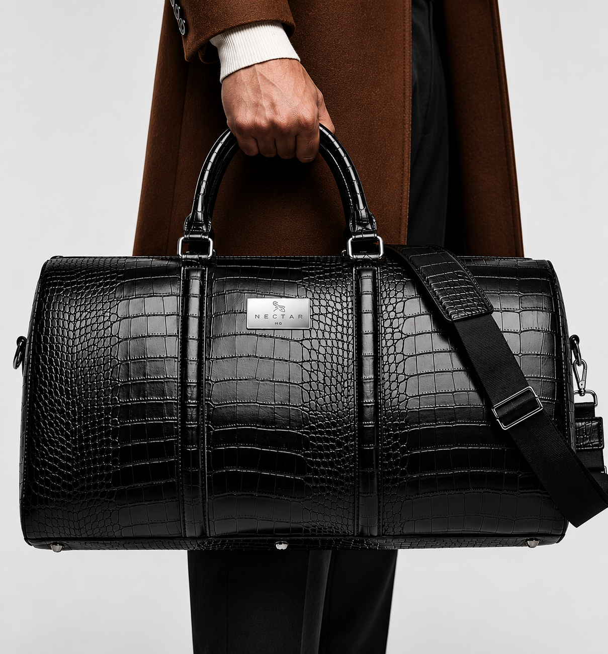 The Croc Crest Leather Duffle Bag